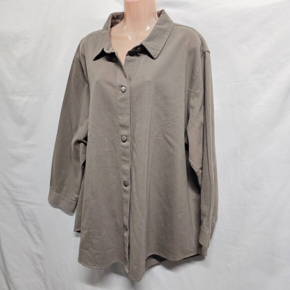 Eileen Fisher Classic Collared Jacket Women Size 2X Brown - Picture 5 of 12